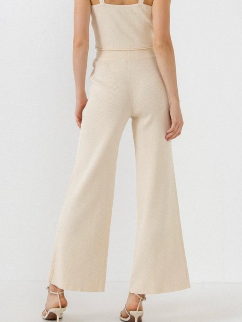 🌷🌷Endless Rose Cream Wide-Leg Drawstring Ribbed Pants🌷🌷 - Picture 4 of 9